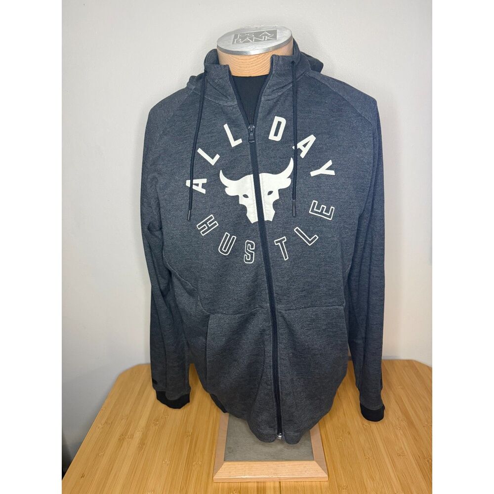 Under Armour Project Rock Men's All Day Hustle Full Zip Hoodie Jacket Black